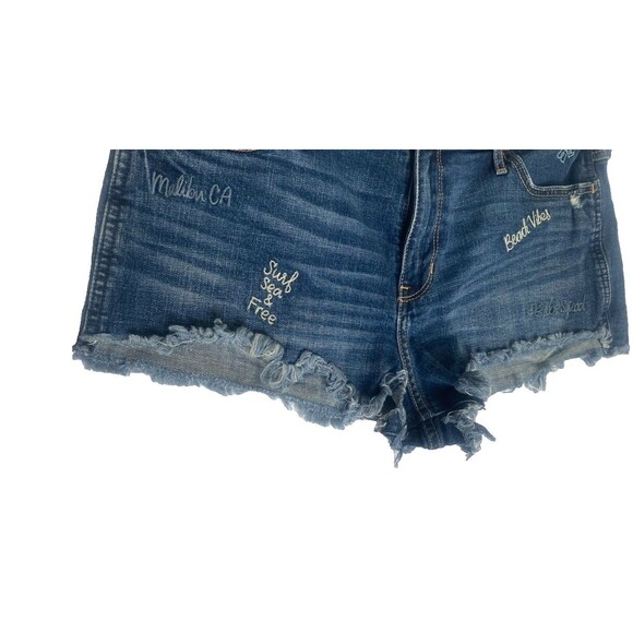 Hollister Short-Short High Rise Sz 15 w32 Beach Vibes Malibu West Co Embroidered - Picture 8 of 10